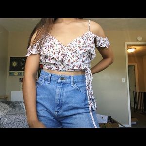 cropped floral blouse
